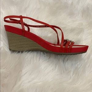 Geox Red Wedge Sandal, Size 7